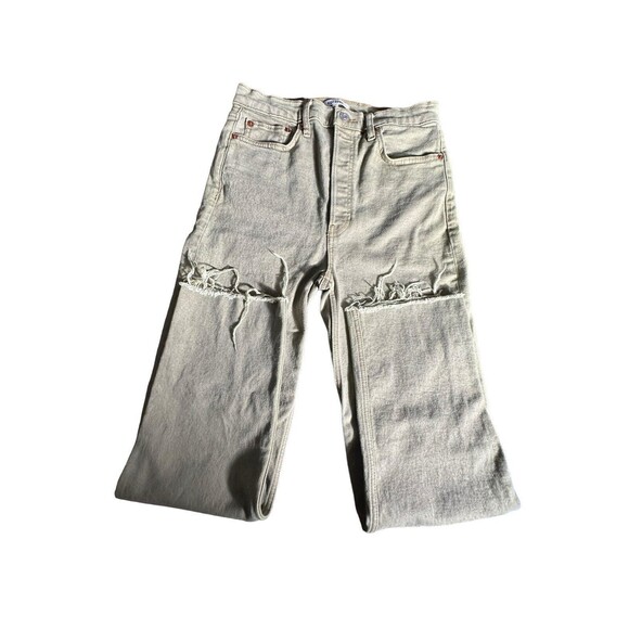 Re/Done‎ Size 28 70s Ultra High Rise Stove Pipe Jeans Washed Sage Green #V11-1 - Picture 3 of 14